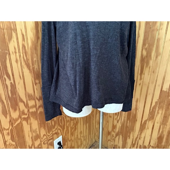 We The Free People Pullover Open Back Dark Gray Thermal High Neck Size L Blouse - Picture 2 of 7